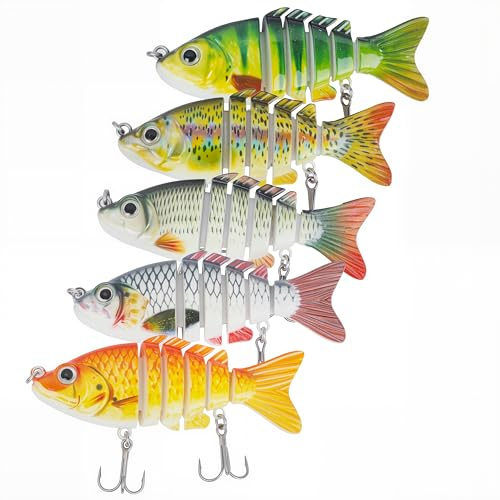 5 Stück Hecht Köder,Wobbler Hecht, Angelköder Lebensechter Kunstköder für Zander, Barsch, SOARFLY Forellen, Süßwasser, Salzwasser Raubfisch Köder, Familien-Angelausrüstung, Angeln Geschenk (C)