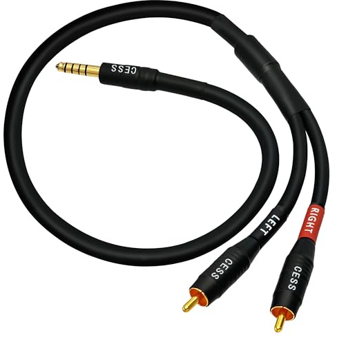 CESS-262 - Cavo audio bilanciato maschio da 4,4 mm a 2 RCA - Interconnessione Hi-Fi schermata da 24 pollici per DAC, amplificatore, lettore musicale, connettori placcati oro