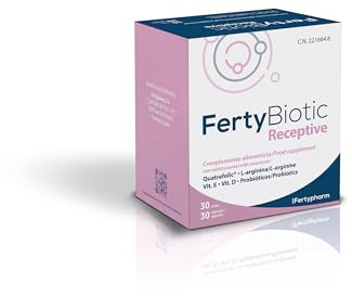 FERTYBIOTIC RECEPTIVE | Complemento alimenticio | L- Arginina, Vitamina D, E, Quatrefolic® y Probióticos novaFERT® | 30 sticks + 30 cápsulas