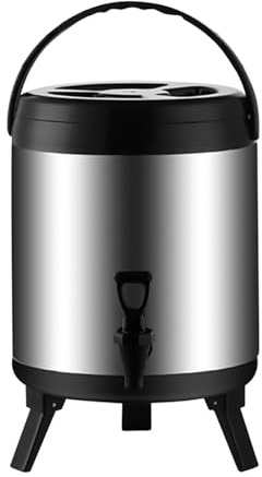 Termobehållare med tappkran, 10 l termos, rostfritt stål kaffekanna isoleringskanna rostfritt stål för kaffe te eller glöggvin, kall dryckesdispenser bärbar kylare för resor