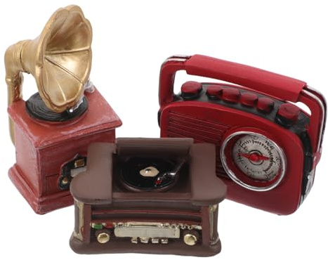 Toyvian Mini Tourne-Disque Décoratif Phonographe Miniature Résine Modèle Rétro pour Maison De Poupée Accessoire De Décoration Intérieure
