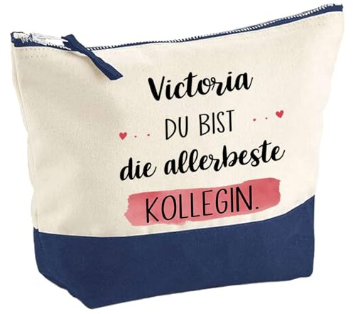 Große Kosmetiktasche Victoria allerbeste Kollegin - Schminktasche Kulturtasche- Geschenk für Chefin zum Ruhestand Abschied Geburtstag Secret Santa