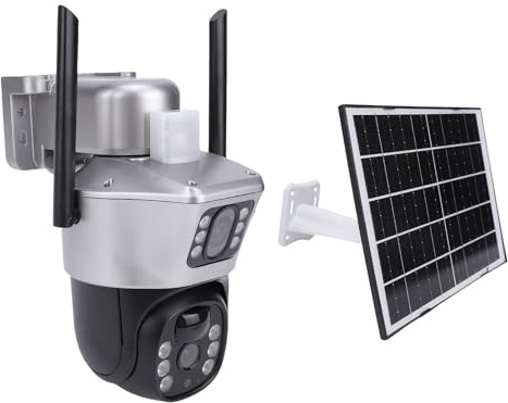 Gugxiom 4G LTE Cellular Solar Camera Outdoor Wireless, IP66 Security Cameras Wireless Outdoor with Dual Lens PTZ 2K Motion Detection Two Way Audio
