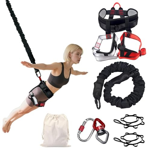 Bungee-Fitness-Ausrüstungsset, Bungee-Widerstandsband mit hoher Belastbarkeit, 360°-Rotations-Schlingentrainer, Fitnessgerät für Zuhause für Aerial Yoga, Pilates und elastisches(80kg/176lb)