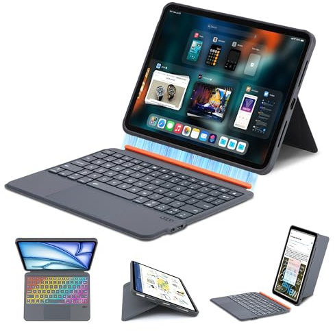 Synchro Bands Funda con teclado para iPad Pro de 12,9 pulgadas (3ª, 4ª, 5ª y 6ª generación) y iPad Air 13 (M2 2024/M3 2025) (Negro, iPad Pro 12.9/Air 13)