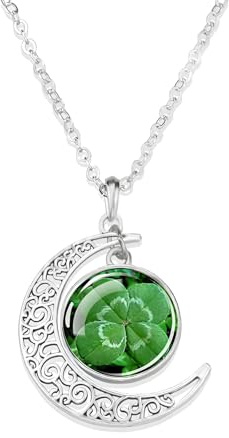 Silverhalsband För Kvinna Och M, Fyrklöver Glaskupol Patrk St Patrks Day Beads Bulk, Gre Bead Halsband