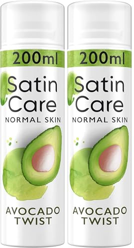 Gillette Satin Care Gel À Raser Pour Femme Touche D’Avocat, 6x200ml, Contient Des Arômes D’aloe Vera, De Jasmin Et De Rose (Lot de 2)