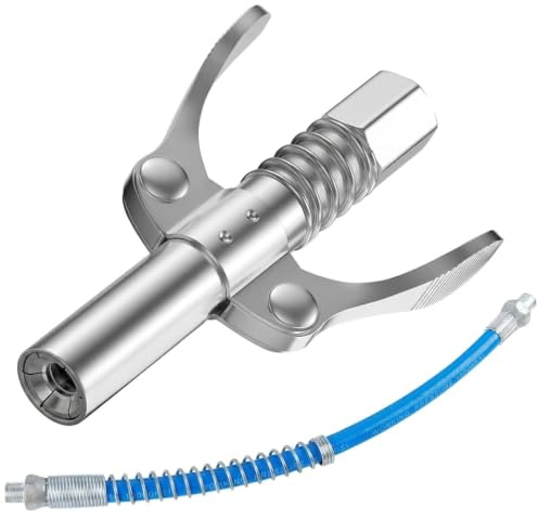 Embrayage G pour machine à graisse, double poignée, buse de lubrification haute pression autobloquante avec tuyau de 30 cm, convient à tous les types de presse à graisse, design robuste en acier