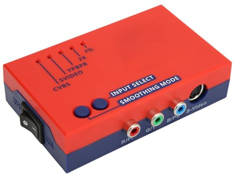 AKLOSIPY RetroScaler2x A/V to Converter för N64 Dreamcast MD1 MD2 - Latency 480p/576p Upscaler, Linjemultiplikator för Retro Spelkonsoler (Röd)