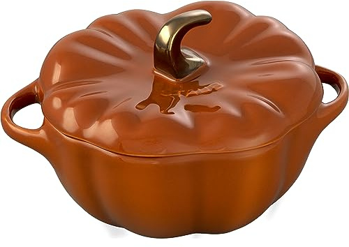 STAUB Keramik-Kürbisform, 0,75 qt, ofen- und herdfest bis 300 °C, Kürbisschale, Backbonbons, gebranntes Orange