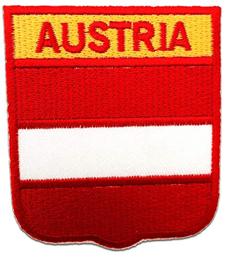 Catch the Patch Österreich Aufnäher zum Aufbügeln 6 x 7 cm Bügelbild für Erwachsene Kinder mit Original Nationalflagge, Reisemotiv Souvenir Patches