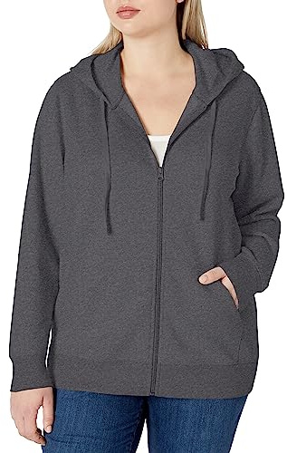Amazon Essentials Women's Fleecehoodie i fransk frotté med full dragkedja (Finns i plusstorlek), Mörkgrå ljung, XXL