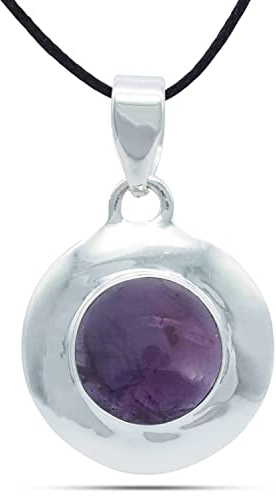 mantraroma Kettenanhänger 925 Silber Amethyst lila Stein Edelstein Damen Sterling Silber Halskette Anhänger Geschenk (MAH-115-01)