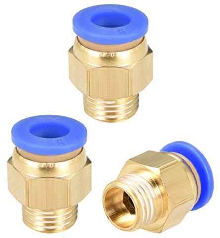 sourcing map 3 Stück G1/4 Außengewinde Steckanschluss Pneumatische Schnellkupplung 6mm