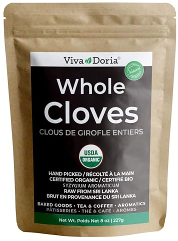 Viva Doria Organic Ceylon Whole Cloves, Hand Picked Sri Lankan Clove Buds, 8 Oz (227 g) | Raw from Sri Lanka