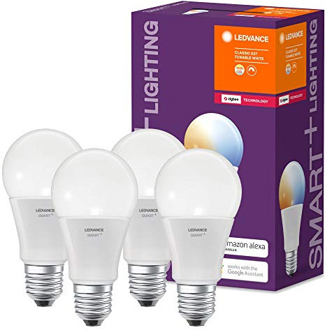 LEDVANCE Smart+ LED, ZigBee Lampe mit E27 Sockel, warmweiß bis tageslicht (2700K - 6500K), dimmbar, Direkt kompatibel mit Echo Plus und Echo Show (2. Gen.), Kompatibel mit Philips Hue Bridge