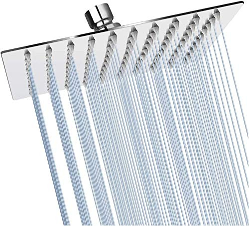 GGStudy Soffione doccia quadrato da 15,2 cm, in acciaio inox, ad alta pressione, design ultra sottile, cromato