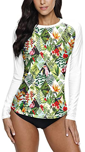 BesserBay Damen Rash Guard Bademode UV Shirts Langarm UPF 50+ Schwarz Gr. 40 EU/Large