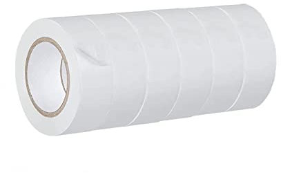 Ruban adhésif isolant électrique | Rouleau isolation thermique PVC pour réparation voiture, vélo, bricolage gaine électricien, Chaterton Haute qualité |10m x 18mm Couleur Blanc | Lot de 6 Rouleaux
