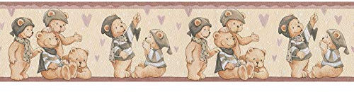 BRICOFLOR Tapetenbordüre | Mustertapete wandtapete muster Tapete Muster - Kindertapete Tapete Kinderzimmer - Beige/Crème, Bunt | = Rolle 0.85 m² BRT879325641ON0