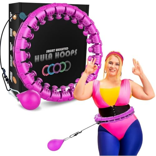 K-MART Smart Hula Ring Hoops, gewichteter Hula Circle 24, Abnehmbarer Fitnessring mit 360-Grad-Auto-Spinning-Ball, Gymnastik, Massage, Fitness für Erwachsene zur Gewichtsabnahme