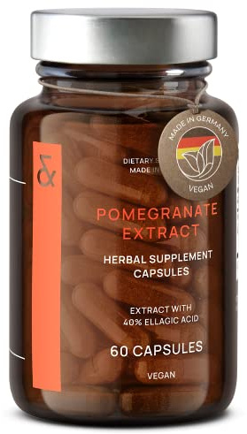 CLAV Pomegranate Extract - 1000mg Daily Dose - 40% Ellagic Acid - Vegan Pomegranate Supplement - Heart & Joint Support - 60 Capsules - Made in Germany