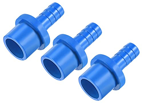sourcing map PVC Pipe Fitting 10mm Barbed x 20mm OD Spigot Straight Tube Adapter Hose Quick Connector, Blue Pack of 3