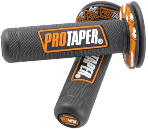 7/8 Motorcross Handle Grips Dirt Bike 22mm 24mm Truster Grips Motorcycle Ergonomic Bar End Non Slip Grip Gel Gep Scooter Cruiser Racing Mountain (Black Orange, Pro Taper)