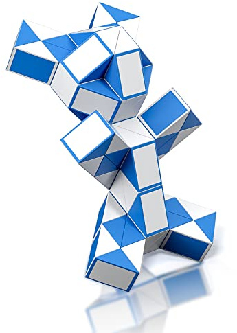 ROXENDA Magic Snake med 72 Segment, 3D Magic Snake Cube - Pusselspel IQ-leksak för Barn och Vuxna - 1 Pack (Blå)