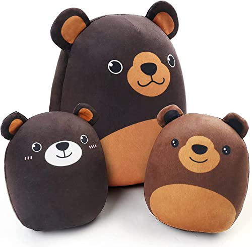 LotFancy Plüschtier Bär, Stofftiere Set mit 3 Kuscheltier Kawaii, 30cm und 17cm*2