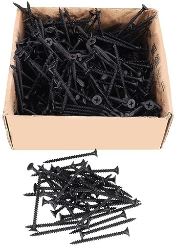 BAtlam 300 Stück M3,5 * 50 mm Kreuz Schwarzer vertiefter Flacher Kopf selbstschneidender Trockenbau metrisches Gewinde Holzschraube Nagelbolzen