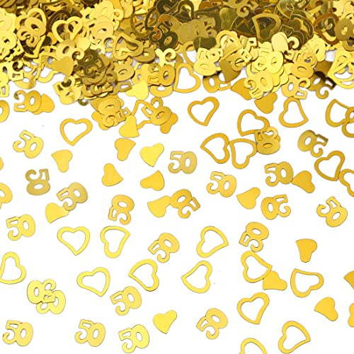 Bluelves 30g Konfetti 50. Geburtstag Deko Goldene, Goldene Hochzeit Streudeko, Zahlenconfetti Tischdeko, 50. Party Glitzer Confetti für Frau Mann