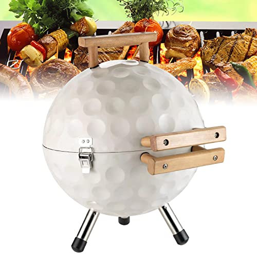 Barbecue Grill Tragbarer Holzkohleofen in Golfform Kugelgrill Runder Holzkohlegrill im Freien Faltbarer Kebabherd BBQ Grill, für Garten Camping Kochen und Grillen im Freien