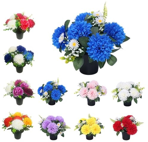 Mr. Barry's - Vaso da fiori artificiali con crisantemo e margherita, colore: blu