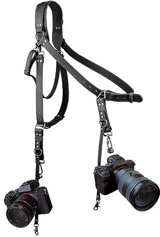 4J LEDR Camera Harness,Leather Camera Strap for 1 or 2 Camera,Black