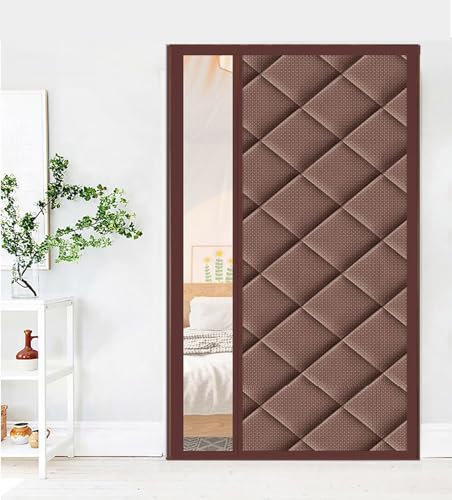 Cozomiz Wärmeschutzvorhang Magnet Thermo Türvorhang Thermovorhang Verdunklungsgardine Wasserdicht Winddicht Geräuschisolierung Isolier Schutz Panel-Isolierung 95x205cm Braun mit Fensterstil 1