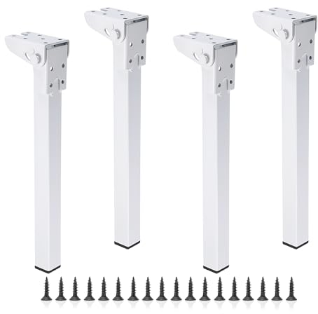 IGNPION 90 ° Eisen Klapptischbeine Selbstsicherndes Scharnier 4 Stück Couchtischbeine 30 cm Möbel Erhöhung Füße Beine DIY Möbel Ersatzfüße für TV-Schrank, Laptoptisch Weiß, IGPUK0750