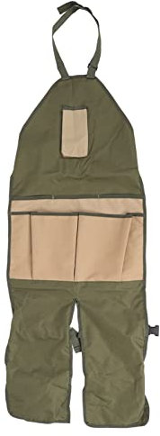 MOUMOUTEN Tablier De Jardinage, Tablier De Jardin Oxford 600D avec Protection des Jambes Et Pochette De Récolte, Tablier De Travail à Boucle Ajustable, Conception De Protection, Vert