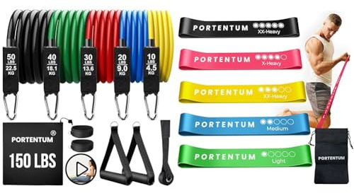 Lote 16 Gomas elasticas musculación Kit 150 lbs (11 piezas) + Set de 5 Bandas elasticas musculacion