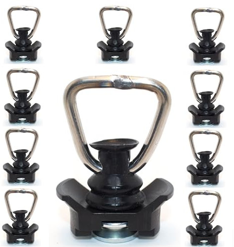 Gubar-Tech Heavy Duty - 10 raccordi singoli, 1340 daN/kg, per linea aerea e binari di ancoraggio per auto, moto, rimorchi o camper o sport (nero)