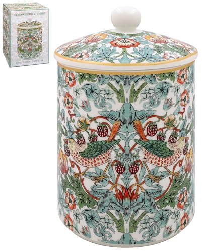 The Leonardo Collection William Morris Strawberry Thief Canister For Kicthen | Kitchen Organizers Storage Containers For Home & Gift | Ideal Storage Jars For Biscuits Honey Green Tea & All