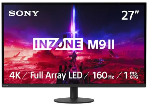 Sony INZONE M9II 27 4K Ultra HD PC Gaming Monitor: 2160p Auflösung - 160Hz Bildwiederholfrequenz - 1ms GTG - DCI-P3 95% Spektrum - Full Array LED - G-Sync - Adaptive Sync - VRR, Schwarz