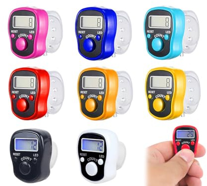 Anlising 8 st digital fingerräknare, tallräknare, LCD-talräknare, finger digital digital knäräknare, finger digital knäräknare, tasbeeh handhållen miniskärm, för bön sport golf (färg)