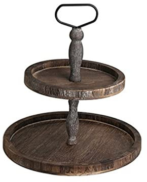 CCYENG Alzata per Dolci a 3 Piani, in Legno, a più Livelli, per servire Cupcake, Torre Creativa in Stile Europeo, per Dessert, Biscotti, Caramelle, Buffet, Frutta (Colore Scuro, 2 Livelli)