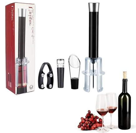 Cavatappi professionale per vino, Cavatappi, Apribottiglie a Pressione D'aria, cavatappi per apertura facile e veloce, Cavatappi Vino a Pompa di Pressione