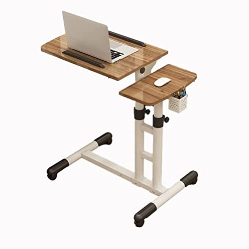 Table de lit inclinable à hauteur réglable avec roulettes pour ordinateur portable, bureau portable avec plateau inclinable et support roulant mobile pour lit, canapé