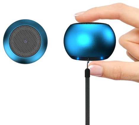 AUKSKY 2er-Pack tragbarer Mini-Lautsprecher, Kleiner Bluetooth, kabelloser Mikrolautsprecher für Telefon/PC/Tablet, wiederaufladbarer Akku, süßer Mini-Lautsprecher mit Tragegurt, Blau