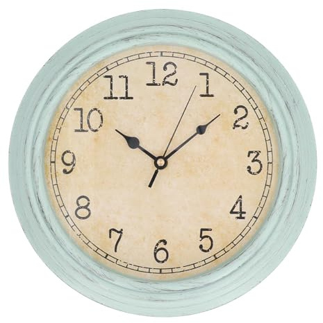 Ghzste Dekorative Vintage Hanging Clock Stille Bewegung, Große Ziffern, 12 Zoll Retro Wanduhr für Wohnzimmer, in Vintage Entworfen, Geeignet für Schlafzimmer (Vintage Green)