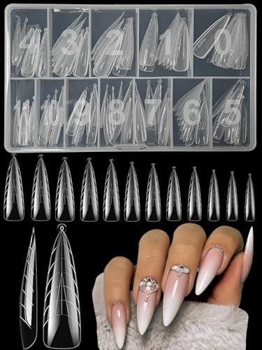 XIAOHEBAN 120 Stücke Dual Nail Forms Mandel, 12 Größen Dual Tips Nägel Nagelverlängerung Verlängerung, Polygel Tips Nagel Gel Formen Nagelform für Polygel Extension, für Nail Art Diy at Home