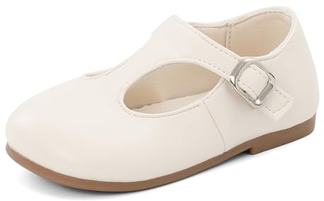 Cheerful Mario 1–5 år baby flicka platt ballerina småbarn Mary Jane halvskor klänning skor prinsesskor, Beige, 29 EU